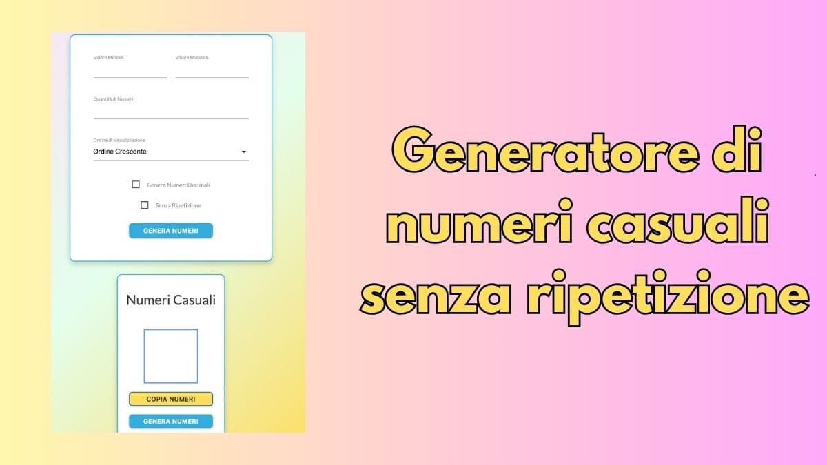 Generatore di numeri casuali senza ripetizione: Estrazione Numeri Online